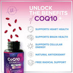 Coenzyme Q10 200mg per Serving Supplement - Ultra High Absorption, Antioxidant for Heart Health & Energy Production Support - CoQ10 (Ubiquinone) Co Q 10 Supplement & Vitamins 100mg Each - 120 Softgels