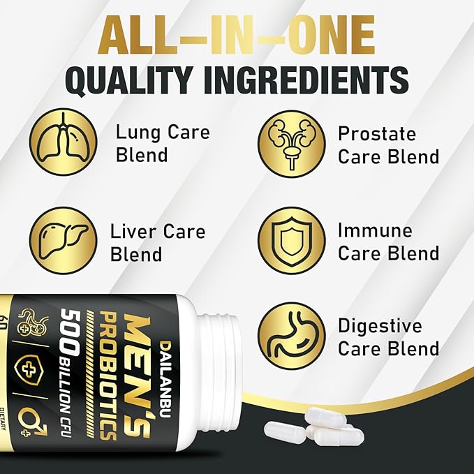 Probiotics for Men 500 Billion CFU, 16 in 1 Advanced Mens Probiotics for Digestive Health, lmmune & Metabolism, Gut Health - Men's Probiotic with Turmeric, Cranberry, 120 Probiotics Caps
