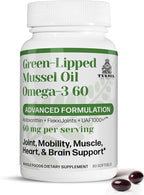 TURNER Omega-3 New Zealand Green Lipped Mussel Oil, 53x Higher Potency with UAF1000+ Super Antioxidant for Superior Joint Comfort & Mobility, No Fishy Aftertaste, 1 Bottle, 60 Softgels
