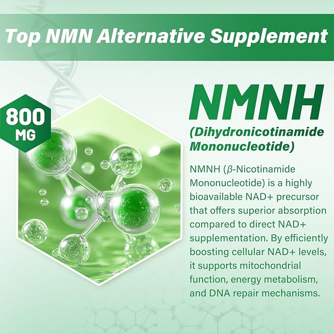 Pure NMNH Supplement 120 Capsules - 800mg High-Purity NMNH Supplements, NAD Supplement for Boost NAD+ for Anti-Aging & Cellular Energy
