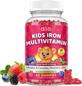 Iron Supplement Gummies for Kids, Kids Multivitamin with Iron Gummies - Zinc, Vitamin B Complex, A, C, D3, B12, Folate for Blood Builder & Energy Support, Iron Deficiency, Vegan Mixed Berry 60ct