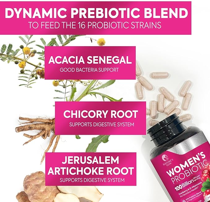 Probiotics For Women 100 Billion CFU Per Serving - Women's Probiotic For Digestive Health 16 Unique Strains - Daily Vaginal PH Balance & Feminine Health Support, Womens Probiotic - 60 Capsules