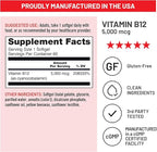 NatureWise Vitamin B12 5000 mcg - Extra Strength - Supplement for Supporting Energy Levels, Mental Clarity, Nervous System Health - Easy-to-Swallow, Soy and Gluten-Free, Non-GMO - 60 Softgels