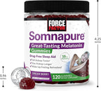 Force Factor Somnapure Gummies with Melatonin, Drug-Free Sleep Support Supplement for Adults with Occasional Sleeplessness, Dream Berry Flavor, 120 Count (Pack of 4)