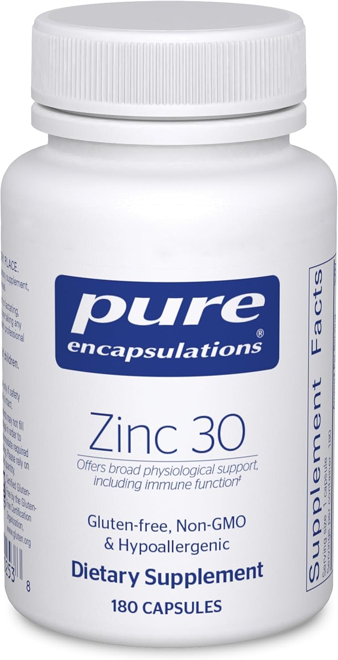 Pure Encapsulations Zinc 30 mg - Supplement for Immune System Support, Growth and Development, and Wound Healing* - with Zinc Picolinate 30 mg - 180 Capsules
