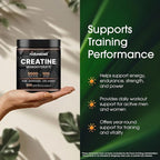 NatureBell Creatine Monohydrate Powder - 500g - Micronized Powder - Delivers 5,000mg Creatine Per Serving - Pre-Workout or Post-Workout Support* - Vegan & Keto Friendly - Unflavored