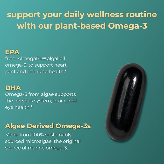 Iwi Omega-3, 60 Softgels (60 Servings), Vegan Plant-Based Algae Omega 3 with EPA + DHA, Whole-Body Support Dietary Supplement, Krill & Fish Oil Alternative, No Fishy Aftertaste