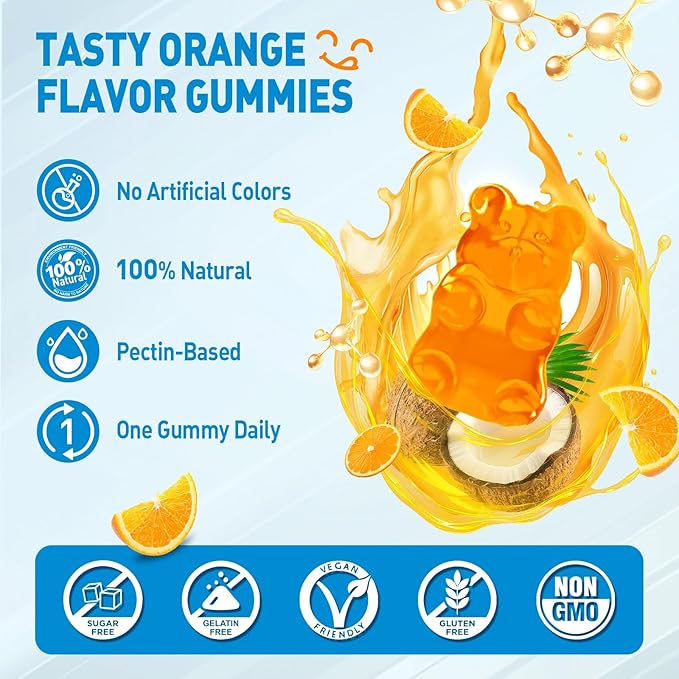 Vitamin A Gummies, 25000IU Vitamin A Supplement from Retinyl Palmitate & Fish Liver Oil, with Coconut Oil for High Absorption, Vision, Skin & Immune Health, Sugar-Free, Non-GMO, 60 Servings