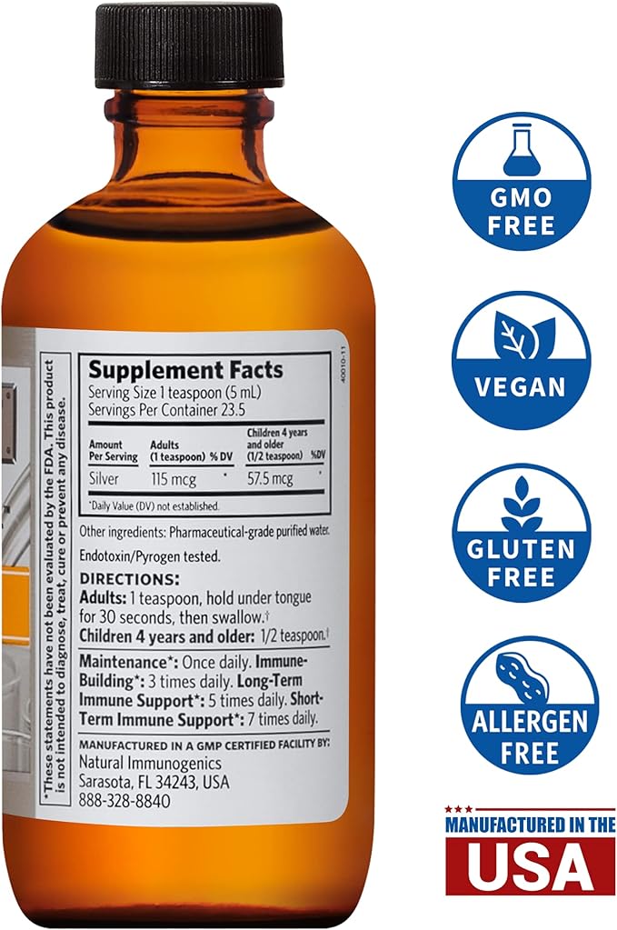 Argentyn 23 Professional Immune Support - Colloidal Silver, Bio-Active Silver Hydrosol, 23 ppm, Liquid Twist Top, 4 Fl Oz (118 mL)