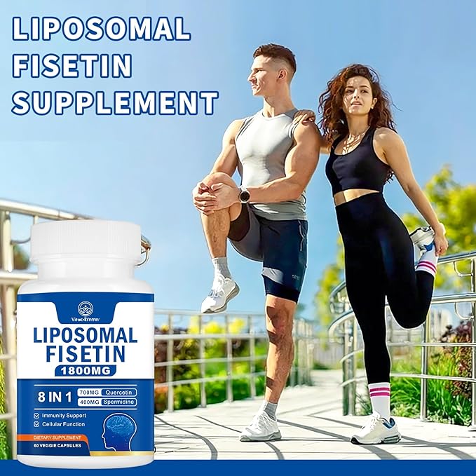 1800mg Fisetin Supplement - Advanced Liposomal Delivery 98% Pure Fisetin Antioxidant for Healthy Aging Non-GMO - 180 Capsules