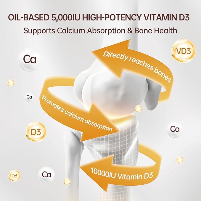 300 Pcs Vitamin D3 K2 5000 IU + 100mcg, Coconut Oil, Gluten-Free, Non-GMO, Soy Free