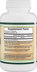 Keratin Hair Growth Vitamin (500mg per Serving, 120 Pills) Keratin Hair Treatment for Men and Women (Vital Protein for Hair, Skin, and Nails) Vitaminas para El Cabello, Vegan Safe by Double Wood