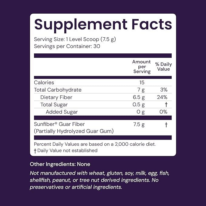 Healthy Origins Healthy Fiber Powder 7.9 oz (225g) - Featuring Sunfiber Partially Hydrolyzed Guar Gum (PHGG) - Supports Digestive Regularity, Intestinal Health & Prebiotic Care