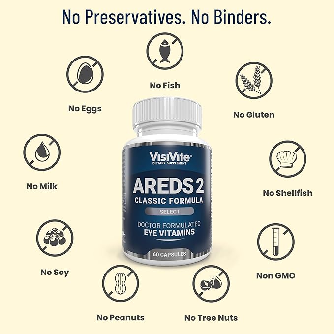 VisiVite AREDS 2 Select Eye Vitamins for Macular Support - Vitamins for Eyes with Zeaxanthin Plus Lutein Macular Supplement - Premium Macular Health Formula - Eye Supplements for Adults - 60 Capsules