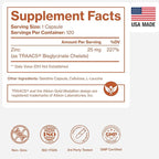 Pure Zinc Supplement 25mg - TRAACS Bisglycinate Chelate - 120 Capsules for Immune Support, Skin Health & Energy - for Men & Women