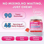Calcium Gummies for Women, Calcium Citrate 1200mg with Vitamin D3 K2, Collagen & Biotin, B0ne, Teeth, Immune & Hormone Support, Sugar Free, Non-GMO, Gluten-Free, Strawberry Flavor, 90 Count