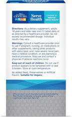 21st Century Nerve Health Tablets (30 Count), Alpha Lipoic Acid 300mg, B1, B6, & B12 Vitamins for Nerve Function Support, Antioxidant ALA Supplement, Gluten Free. Non-GMO, & Vegan