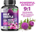 Milk Thistle Supplement - Liver Health Support with Dandelion Root & Silymarin Marianum, Liver Cleanse Detox & Repair - Nature's Milk Thistle Extract - 120 Capsules