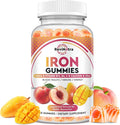Iron Supplement Gummies for Adults & Kids - with Calcium, Zinc, Folate & Multivitamin - Blood Builder & Energy Support & Immune Health for Iron Deficiency, Anemia, Vegan -Peach & Mango Flavor 60 Count