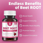 Beet Root Capsules 24000mg with Grape Seed Extract, Reishi Mushroom, Black Pepper, Beet Root Supplement 4 in 1 for Nitric Oxide and Health Circulation, 90 Rapid Release Capsules