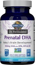 Garden of Life Dr. Formulated Prenatal DHA Fish Oil - 500mg DHA & DPA in Triglyceride Form 100% DV Vitamin D3, Single Source, Mercury Free Omega 3 Supplements for Women's Health, 30 Softgels