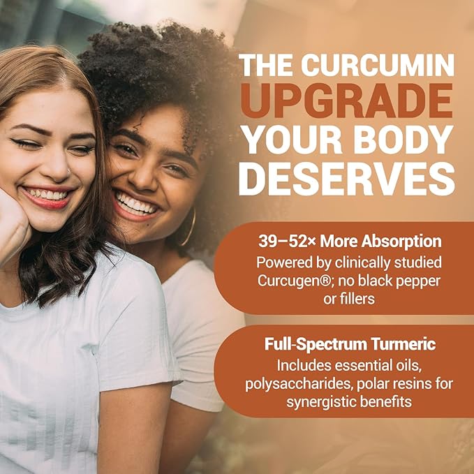 Turmeric Curcumin Supplement 500mg Bio-52x Max Absorption 98% Pure Turmeric Supplement Capsules with Extra Strength Curcumin 95% Curcuminoids Extract Antioxidant Joint Support, Non-GMO Vegan, 30 Days