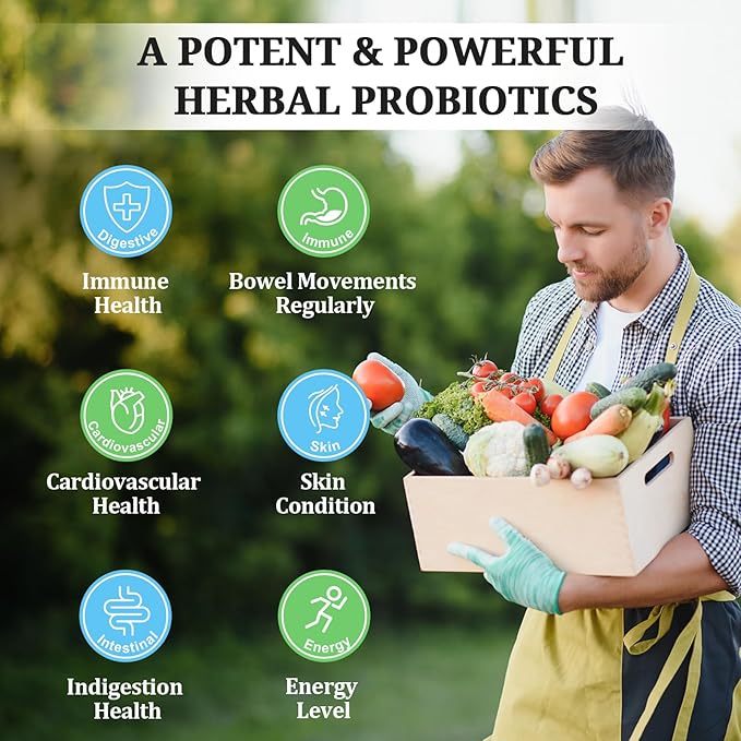 Probiotics for Women & Men - 300 Billion CFU, 24 Strains Probiotics + 15 Organic Herbs Prebiotics for Digestive, Gut Health, Immune, Constipation, Diarrhea & Whole-Body Health - 2 Months Supply