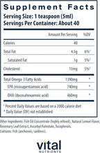 Vital Nutrients - Ultra Pure Fish Oil 1400 (Pharmaceutical Grade) - Deep Sea Liquid Fish Oil, Cardiovascular Support, Natural Lemon Flavor - 200 ml per Bottle