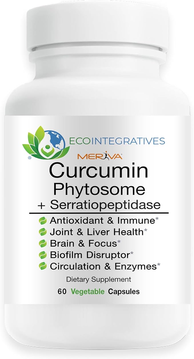 Meriva Curcumin Phytosome + Serratiopeptidase | 500 mg Curcumin Phytosome Complex | Vegan Joint & Mobility Support | 60 Capsules