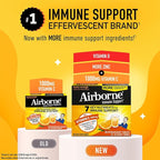 Airborne 1000mg Vitamin C + Zinc Sugar Free Multivitamin Immune Support Effervescent Fizzy Drink Tablets, Zesty Orange Flavor with Powerful Antioxidants Vitamins A C & E, 30 Tablets (2 Pack)