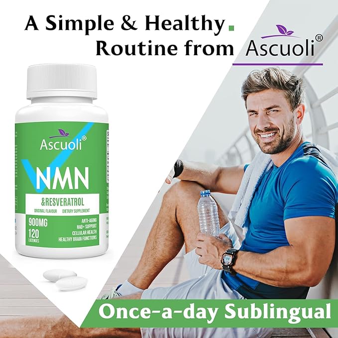 Sublingual NMN 500mg + Trans-Resveratrol 400mg, 3-in-1 Advanced Formula 99% Pure NMN Resveratrol Supplement for Boost* NAD, Cell, Immune, Energy & Muscle, Anti-Aging, 120 Lozenges, 120-Day Supply