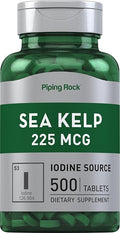 Piping Rock Sea Kelp Iodine Supplement | 225 mcg | 500 Tablets | Non-GMO, Gluten Free
