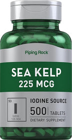 Piping Rock Sea Kelp Iodine Supplement | 225 mcg | 500 Tablets | Non-GMO, Gluten Free