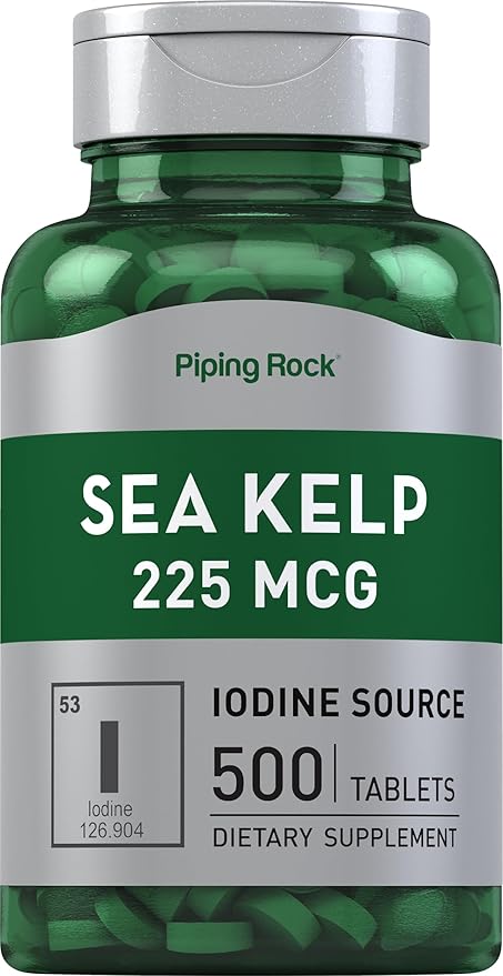 Piping Rock Sea Kelp Iodine Supplement | 225 mcg | 500 Tablets | Non-GMO, Gluten Free