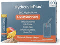Hydralyte Liver Support + Electrolyte Mix with Milk Thistle, Turmeric, Ginger, Prickly Pear, Green Tea Extract Formulated for Rapid Rehydration (Pineapple Mango Ginger, 20 Packets)