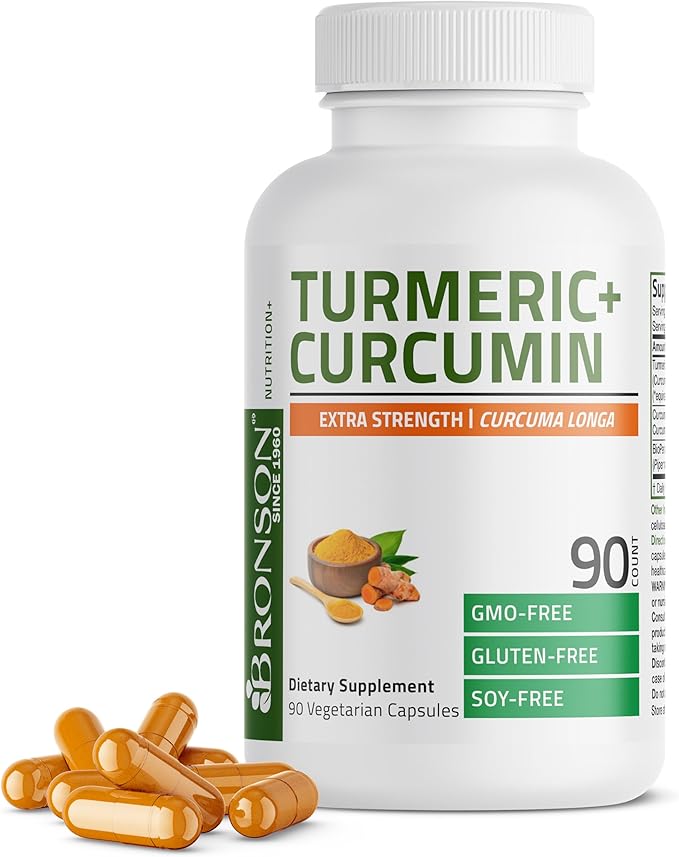 Bronson Turmeric Curcumin Extra Strength - Antioxidant, Joint & Digestion Support with BioPerine, Non-GMO, 90 Vegetarian Capsules