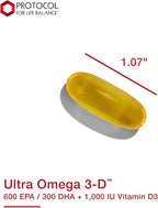 PROTOCOL FOR LIFE BALANCE Ultra Omega 3-D - 600mg EPA, 300mg DHA & 1,000 IU Vitamin D3 - Fish Oil for Brain Support - EPA DHA Omega Supplement - Non-GMO & Halal - 90 Softgels