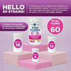 Vital Planet - Vital Flora Probiotics for Women 60 Billion CFU, Diverse Strains, Daily Shelf Stable Probiotic with Organic Prebiotics, for Vaginal Support, Immune and Digestive Health 60 Capsules