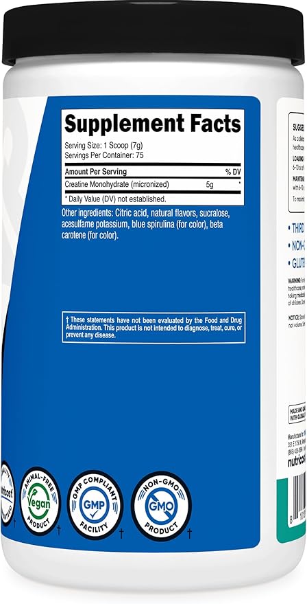Nutricost Creatine Monohydrate Powder (Coastal Explosion, 500 Gram) - Micronized Creatine Supplement - Vegan, GMO-Free, Gluten Free