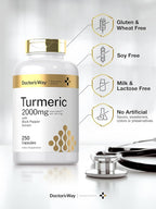 Doctor's Way Turmeric Curcumin Supplement | 250 Capsules | with Black Pepper Extract | 95% Curcuminoids | Non-GMO, Gluten Free Complex