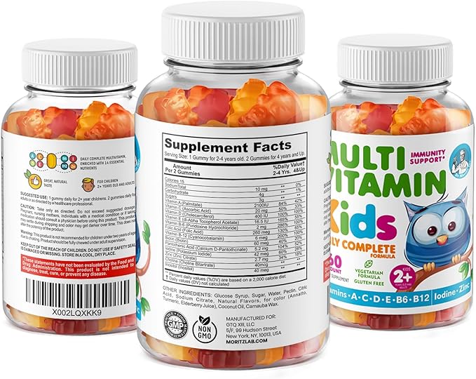 DR. MORITZ Kids Multivitamin Gummies 14 Essential Vitamins Daily Supplement for Ages 2+ Vitamin ACDE Vegetarian B6 B12 Zinc Biotin Gummy Multivitamins for Children- (60 Count)
