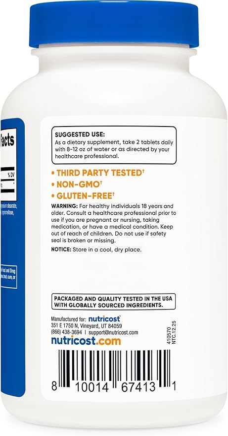 Nutricost L-Citrulline 2500mg Per Serving, 60 Servings, 1250mg Per Tablet, 120 Tabs - Non-GMO and Gluten Free Supplement