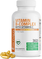 Bronson Vitamin B Complex with Vitamin C - Immune Health, Energy Support & Nervous System Support - Non-GMO, 360 Vegetarian Capsules