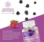 SUKU Vitamins - Mega Strength Magnesium - 177 mg of Magnesium Bisglycinate Gummies for Muscle Function - Easy to Chew - Non GMO, Gluten Sugar Free - Grape BlackBerry Flavored Gummy Vitamins (50 Count)