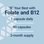 Life Extension BioActive Folate & Vitamin B12, Promotes Heart, Brain & GI Tract Health, Non-GMO, Gluten-Free, Vegetarian, 90 Capsules