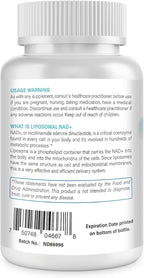 Liposomal NAD+ 1000 mg Supplement | High Bioavailability Liposomal Delivery | Cellular Energy & Wellness Support | Pure NAD+ Dietary Supplement | 180 Softgels