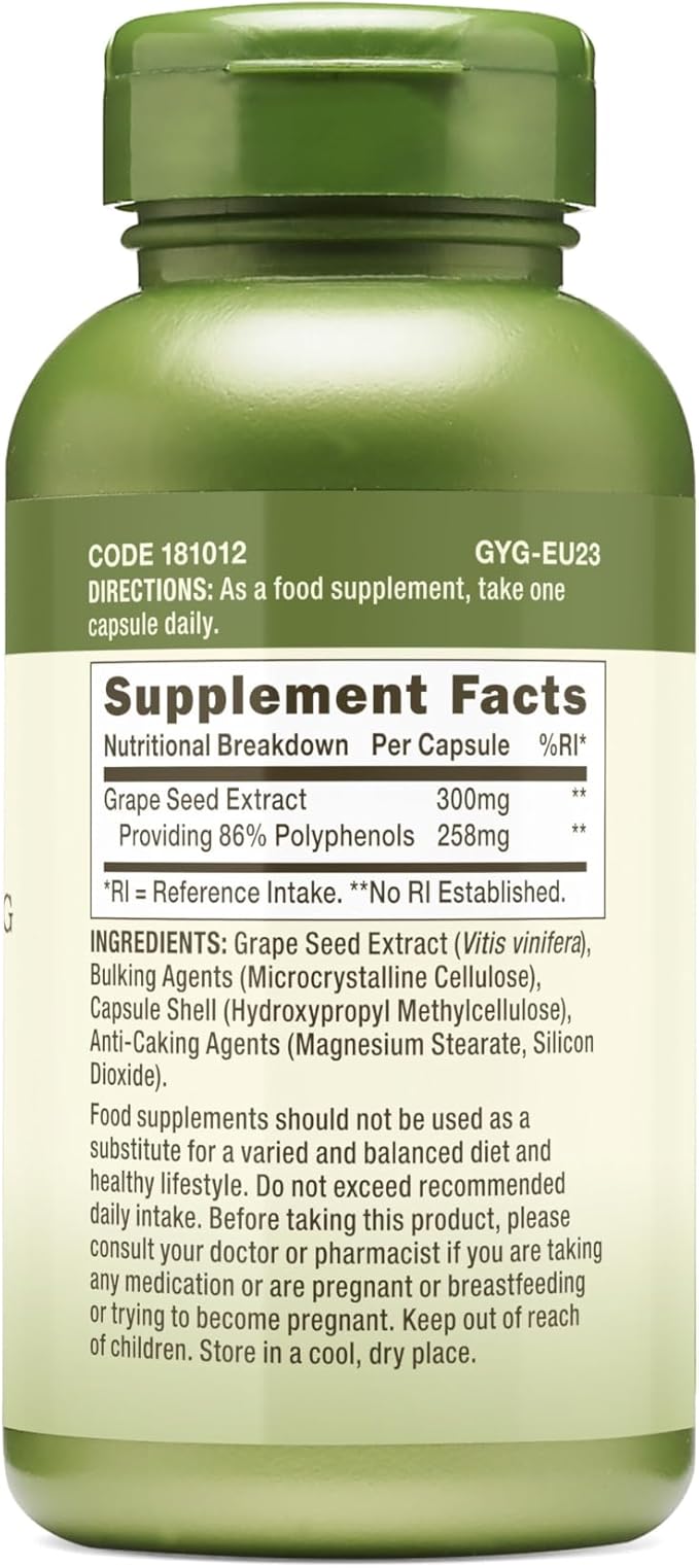 GNC Herbal Plus Grape Seed Extract 300mg Supplement, Vegetarian, 100 Servings