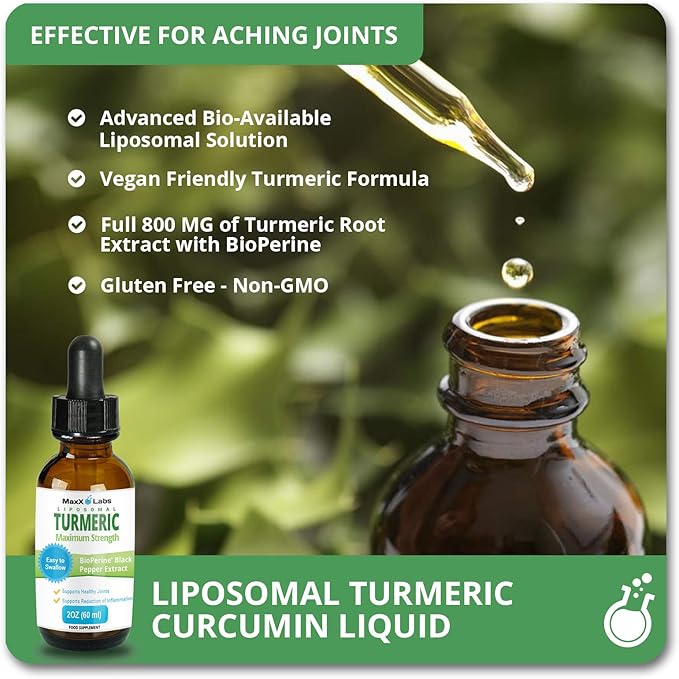Turmeric Liquid Supplements - Turmeric Curcumin with Black Pepper Extract - Highest Potency 800mg - Antioxidant - Tumeric Supplements w/Bioperine - Non-GMO - 2 Fl Oz