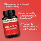 Dr. Mercola Vitamin K2-180 mcg Vitamin K2 as MK-7 - Supports Healthy Arterial Function & Heart Health - Non-GMO, Gluten-Free & Dairy-Free - 30 Capsules (30 Servings)