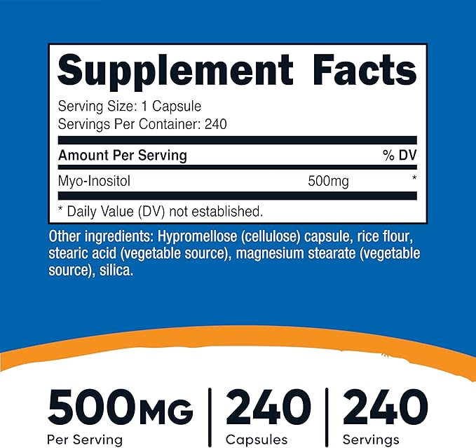 Nutricost Inositol Capsules 500mg, 240 Capsules - Veggie Capsules, Non-GMO, Gluten Free (Myo-Inositol) (Pack of 2)
